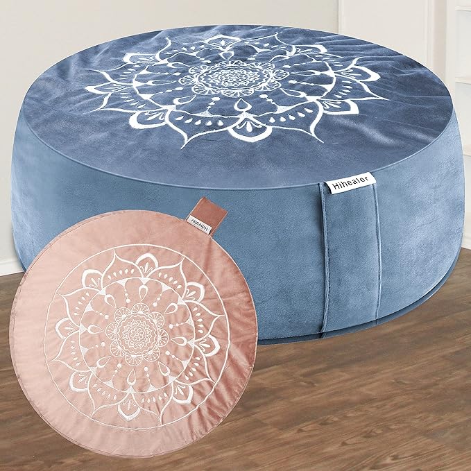 Hihealer Meditation Cushion, Traditional Tibetan Meditation Pillow Velvet Cover by HIhealer