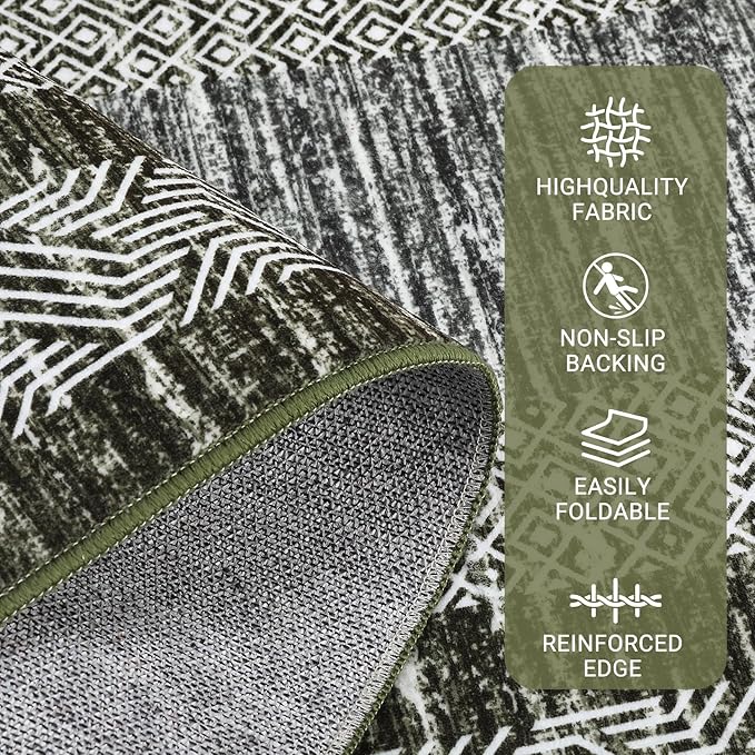 GarveeHome Modern Geometric Area Rug 5x7 Distressed Bordered Rug Washable Non - Image 3