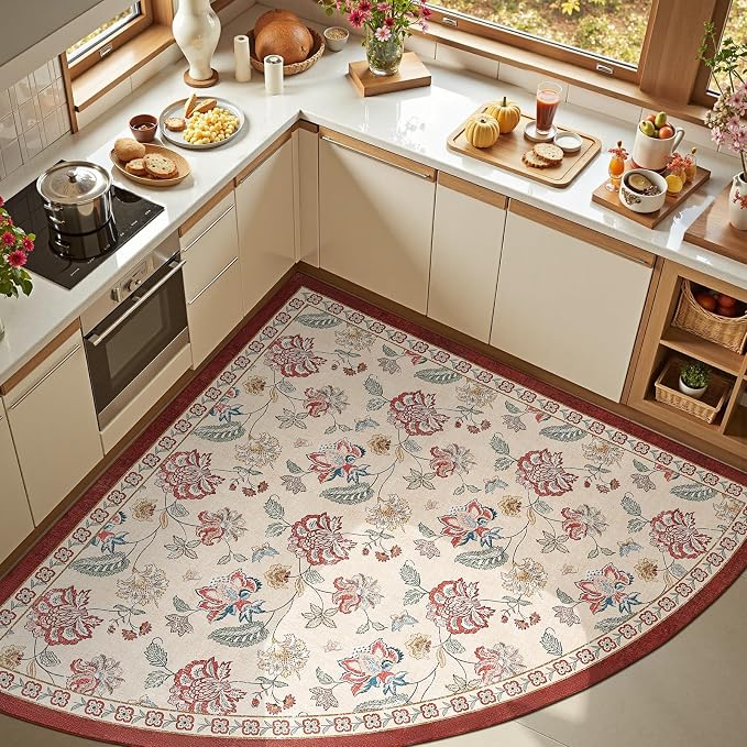 jinchan Elora Floral Corner Rug by JINCHAN