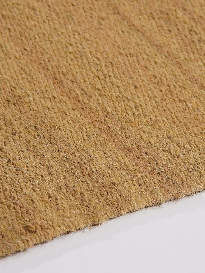 Rugsotic Carpets Hand Woven Flat Weave Kilim Wool 6'x9' Area Rug Solid Gold - Image 5
