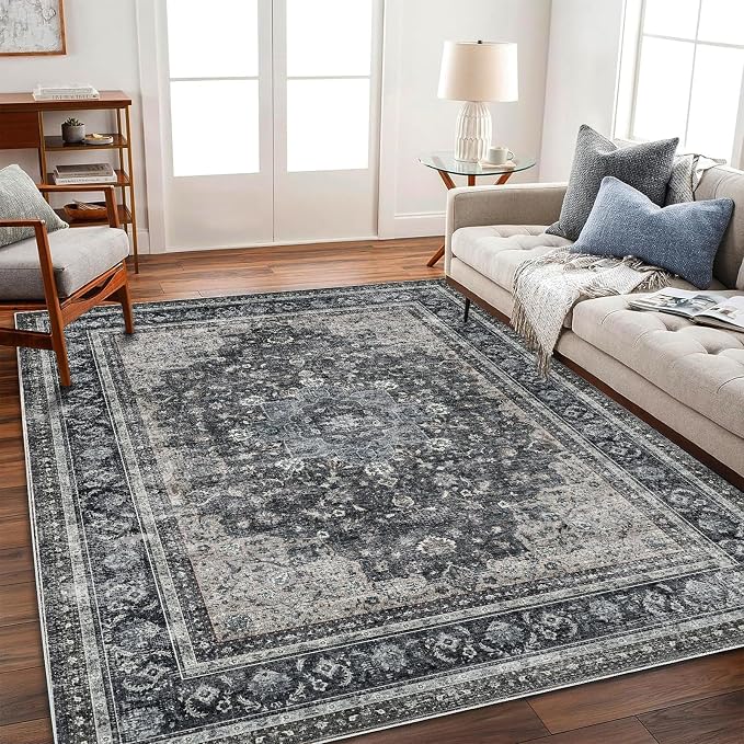 Washable Area Rug 4'x6' Traditional Floor Cover Foldable Thin Rugs Retro - Image 2