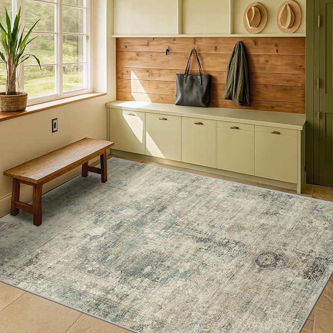 Neutral Abstract Area Rug for Living Room - Image 6