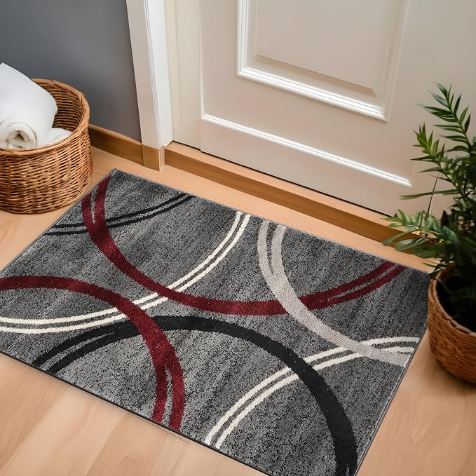 Rugshop Modern Wavy Circles Design Non-Shedding Accent Rug, Carpet - Image 9
