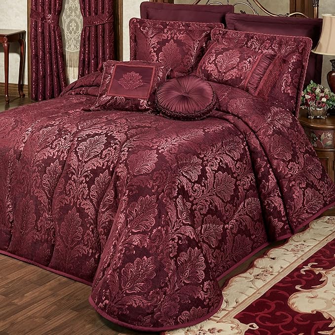 Touch of Class Camelot Luxury Bedding | Robust Burgundy | Matte Satin Damask | by TouchofClass