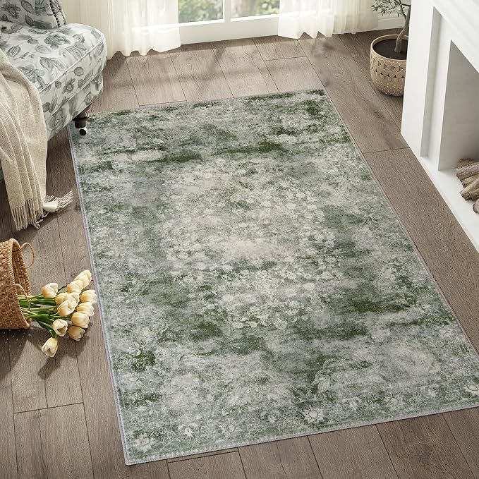 jinchan Green Floral 3x5 Area Rugs - Image 4