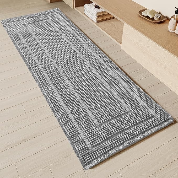 Bathroom Runner Rug Super Absorbent Non Slip Long Bath Mat Machine Washable by BULULOM