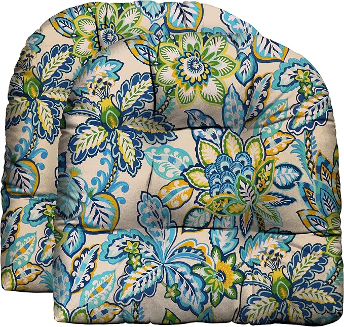 RSH DECOR: Tufted U-Shape Wicker Seat Cushions Set of 2 | 19” x 19” | by RSHDECOR