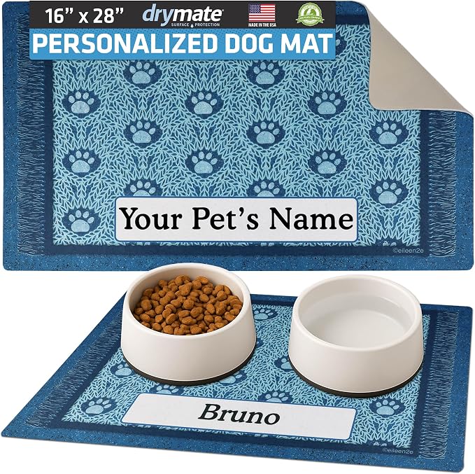 Drymate Personalized Pet Bowl Placemat, Custom Dog & Cat Food Feeding Mat by Drymate