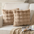 Pack of 2 Thick Plush Throw Pillow Covers Fluffy Wave Faux Fur Decorative by Joyouth