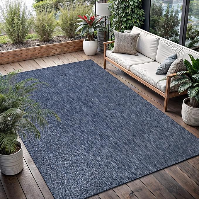 Washable Indoor Outdoor Rug 9x12 Weather Resistant Area Rugs Modern Solid - Image 5