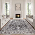 Black Rug Living Room Rugs: 7x9 Washable Boho Large Vintage Moody Soft Stain by LOONGRUG