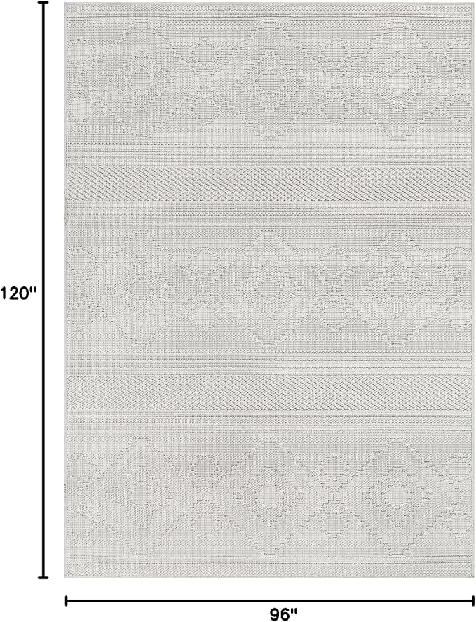 Beverly Rug Micro Loop Area Rug White 8x10 Modern Luxury Soft Boho Geometric - Image 2
