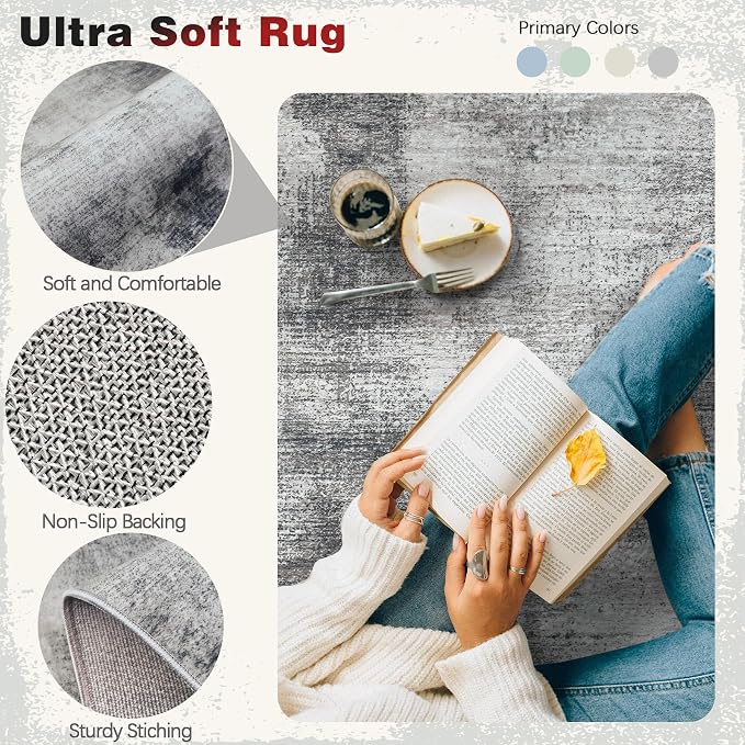 9x12 Area Rugs for Living Room: Washable Modern Abstract Rug Large Soft - Image 4
