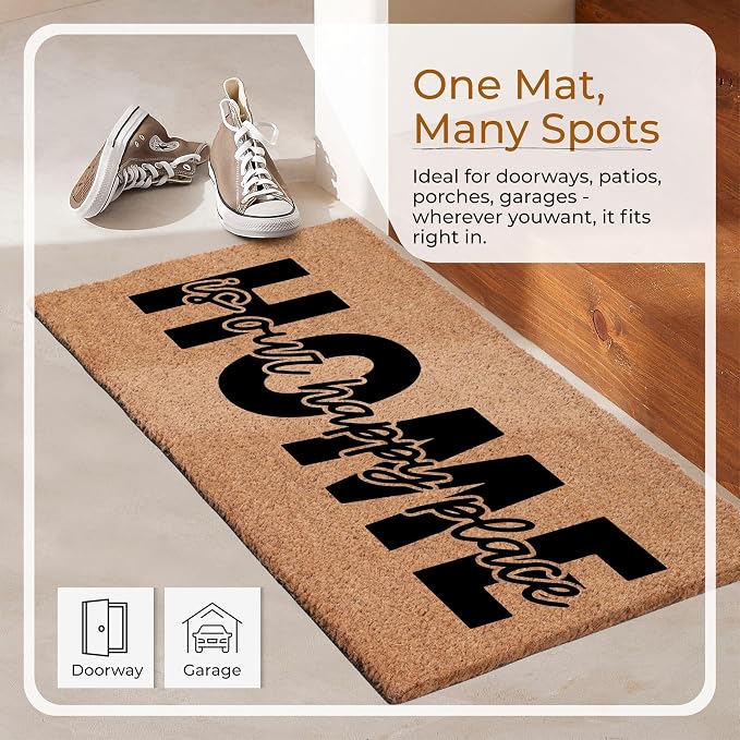 Coir Door Mats 17" X 30", Non-Slip Sturdy, PVC Backed Heavy Duty, Home is Our - Image 2