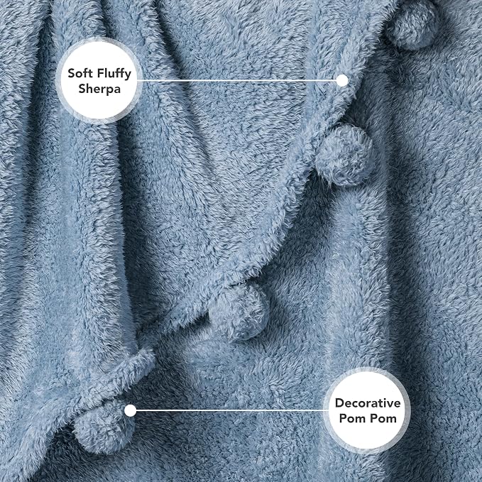 PAVILIA Blue Sherpa Throw Blanket - Image 3