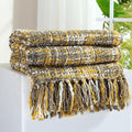 Multi-Color Gold Cable Knitted Throw Blanket by GINAMUSE
