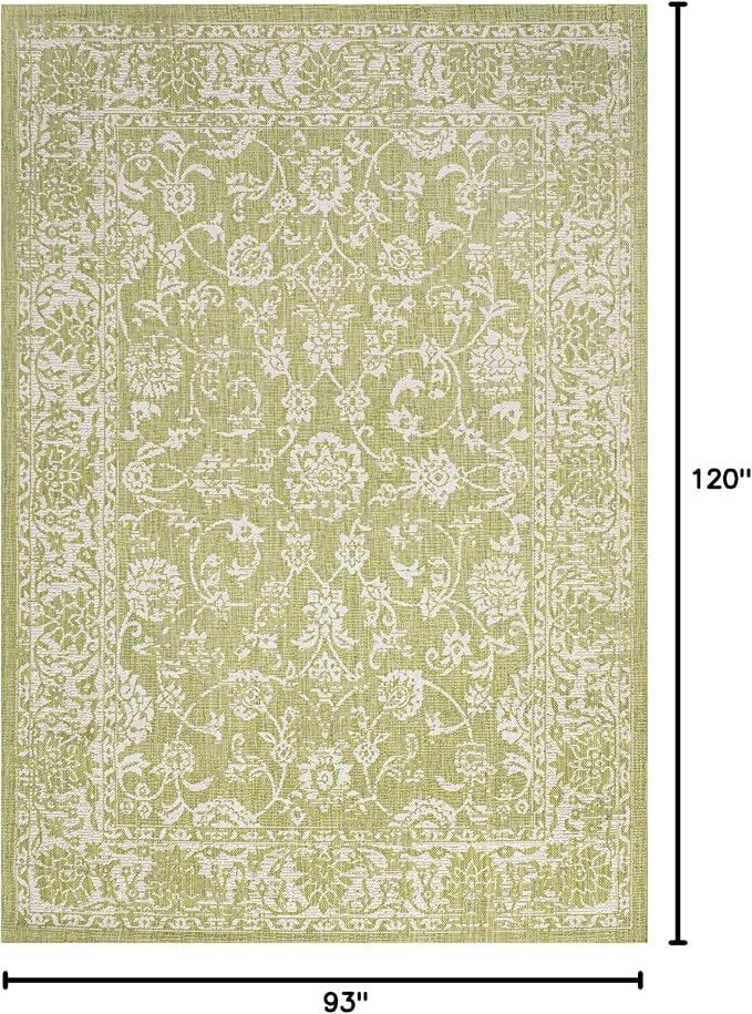 JONATHAN Y Weave Floral Indoor Outdoor Area Rug 8X10 Green/Cream, Tela Bohemian - Image 2