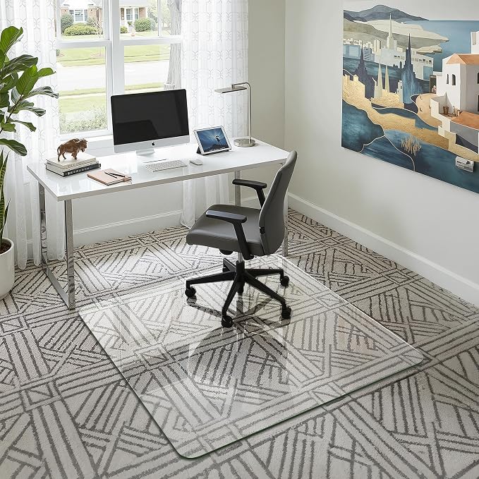 45"x45" Tempered Glass Office Chair Mat by Unknown