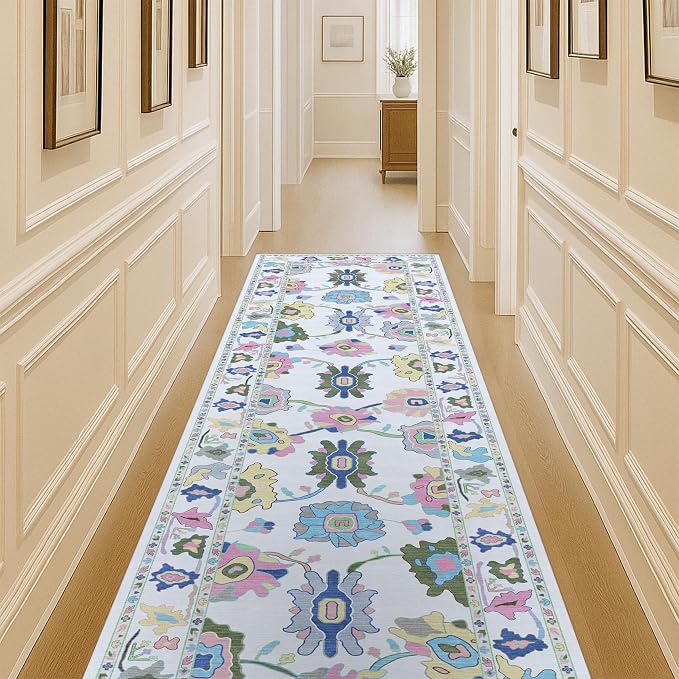 Fame Living Colorful Oushak Runner Rug, Modern Runners, Small Throw Rugs by FameLiving%7COushakRugs