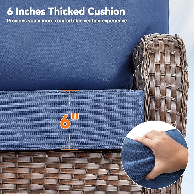 Luxury 6" Outdoor Cushions for Patio Furniture, Fade Resistant Couch Chair - Image 2