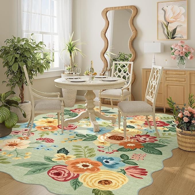 DUKINO 4x6 Area Rug, Floral Non-Slip Indoor Washable Rug - Image 7