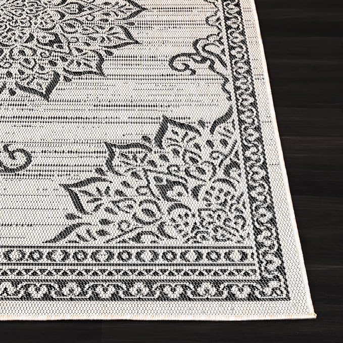 CAMILSON Outdoor Rug, 8x10 Medallion White Black Modern Area Rugs - Image 10