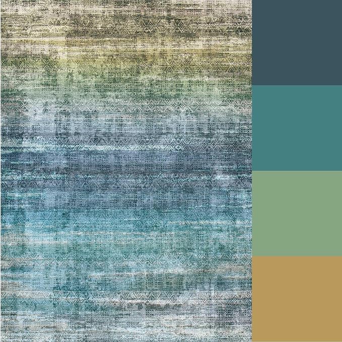 Kokia Abstract Area Rugs 6x9 Boho Washable Distressed Retro Indoor Floor Rug - Image 9