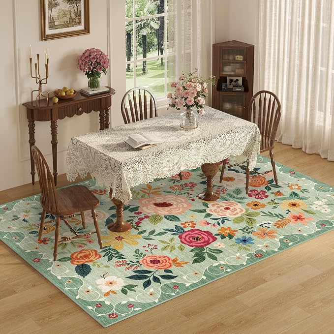 DUKINO 8x10 Area Rug, Floral Rugs - Image 4