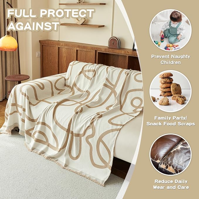 MEETSKY Washable Sofa Cover Boho Geometric Line Chenille Couch Cover - Image 4