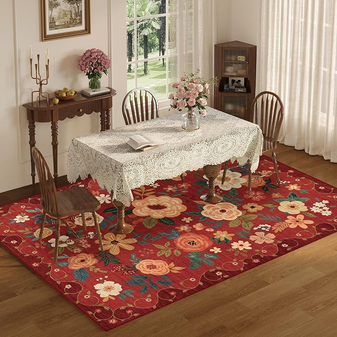 DUKINO 8x10 Area Rug, Floral Rugs - Image 4