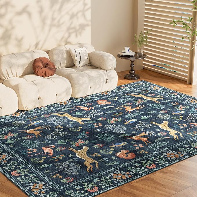 DUKINO 9x12 Rug, Washable Animal Living Room Rug - Image 8