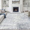 9x12 Area Rug Living Room: Washable Large Neutral Blue Rugs Abstract Soft by LOONGRUG