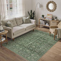 Green Area Rug 3x5 Washable Office Entryway Carpet Soft Vintage Indoor Kitchen by PureCozy