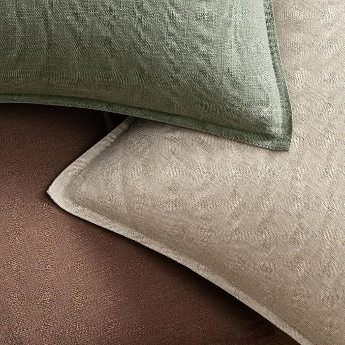 EMEMA Throw Pillow Covers Decorative Linen Pillow Covers 20x20 Inch Light Olive - Image 9