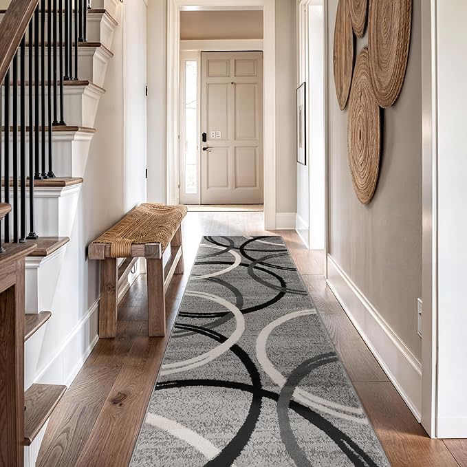 Rugshop Wavy Circles Design Runner Rug, Carpet - Image 10