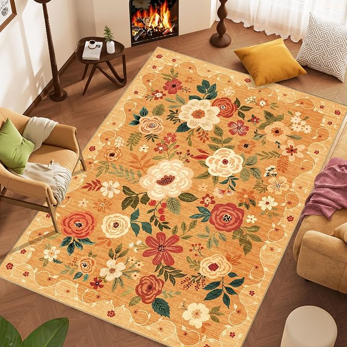 DUKINO 5x7 Area Rug, Floral Rugs - Image 2