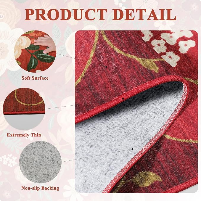 DUKINO 8x10 Area Rug, Floral Rugs - Image 5