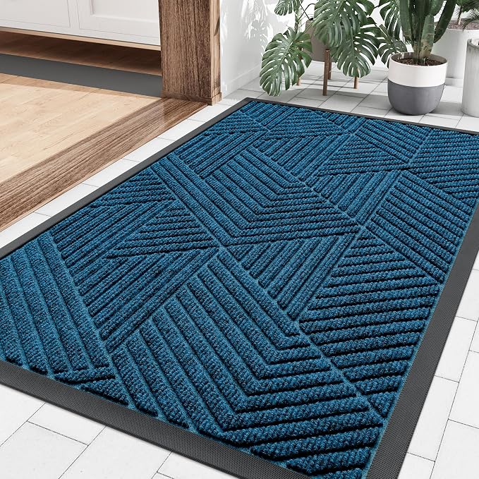 Smiry Front Door Mat Outside Entrance, Heavy Duty Sturdy Natural Rubber Doormat by Smiry