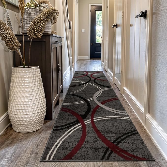Rugshop Modern Wavy Circles Design Non-Shedding Runner Rug, Carpet - Image 8
