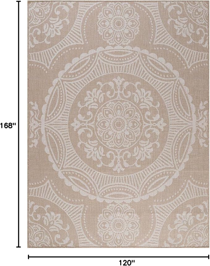 Medallion Outdoor Rug 10x14 Washable Outside Carpet - Image 2