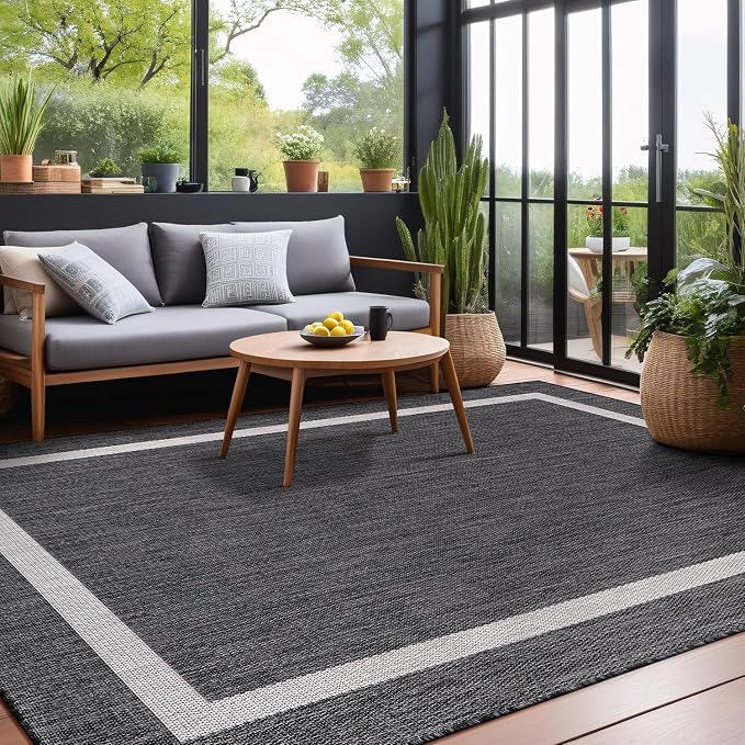 Bordered Outdoor Rug 5x7 Washable Outside Carpet - Image 10