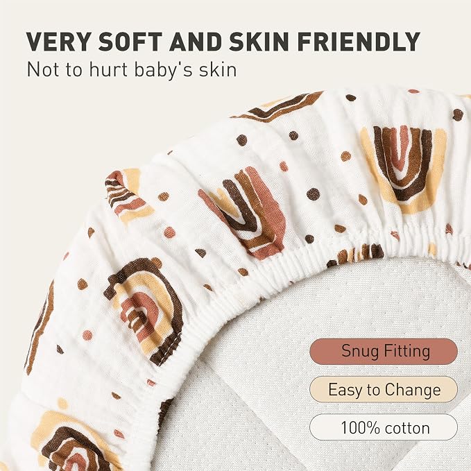 Muslin Bassinet Fitted Sheets, 2 Pack - Image 5