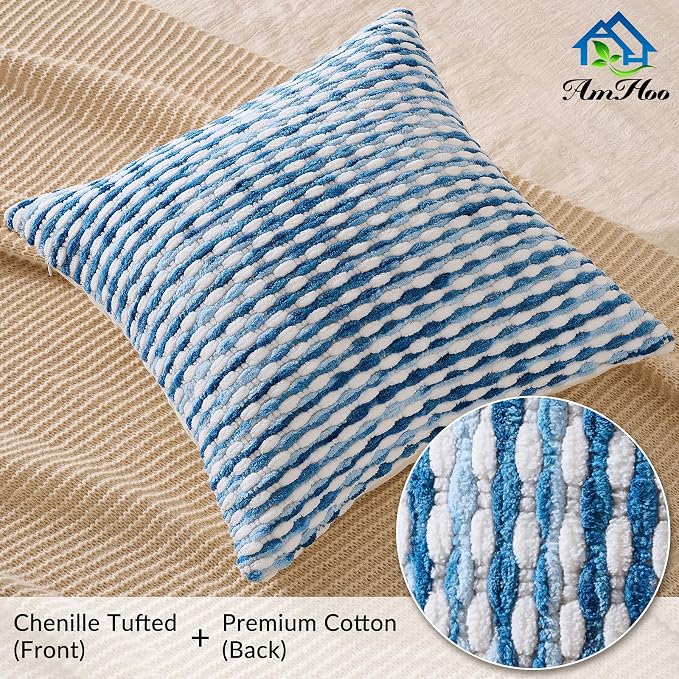 AmHoo Boho Chenille Pillow Cover Decorative Tufted Pillowcase - Image 3
