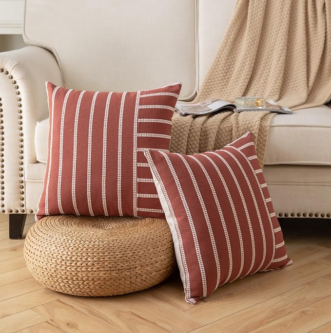 Caflife Boho Fall Throw Pillow Covers 18x18 Set of 2 Soft Farmhouse Decorative - Image 3