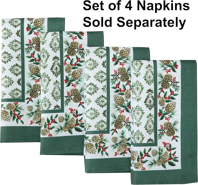 Newbridge Christmas Holly Pinecone Border 70 Inch Long Fabric Table Runner - Image 8