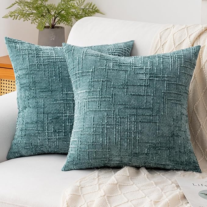 Decorative Throw Pillow Covers 20x20 Inch Set of 2, Soft Solid Farmhouse by ZSkogur