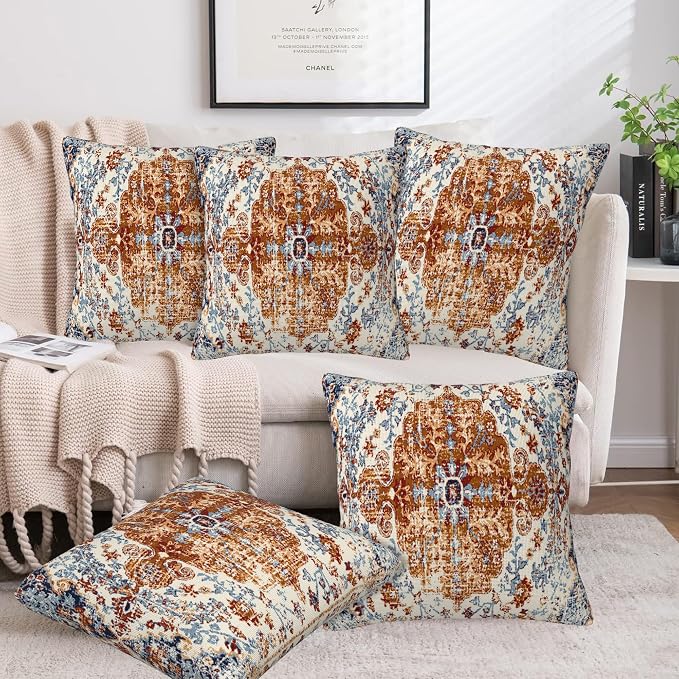 Ethnic Boho Throw Pillow Covers Set of 2 Rug Boho Style Ethnic Design Pillow - Image 6