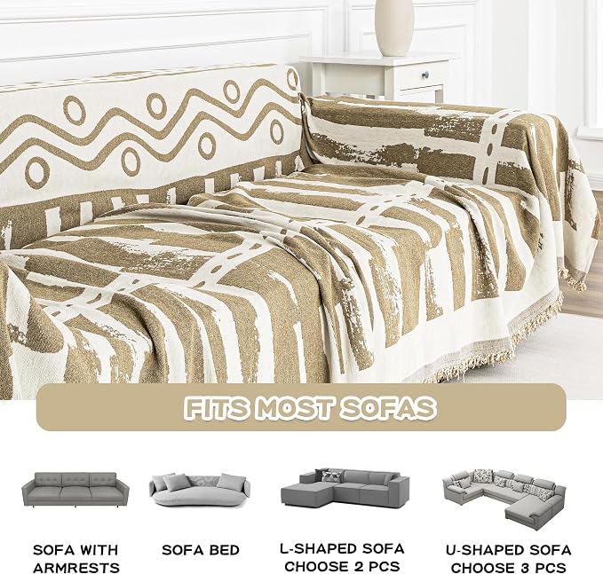 MEETSKY Boho Couch Covers for 2 Cushion Couch Sofa, Sofa Covers Washable Couch - Image 5