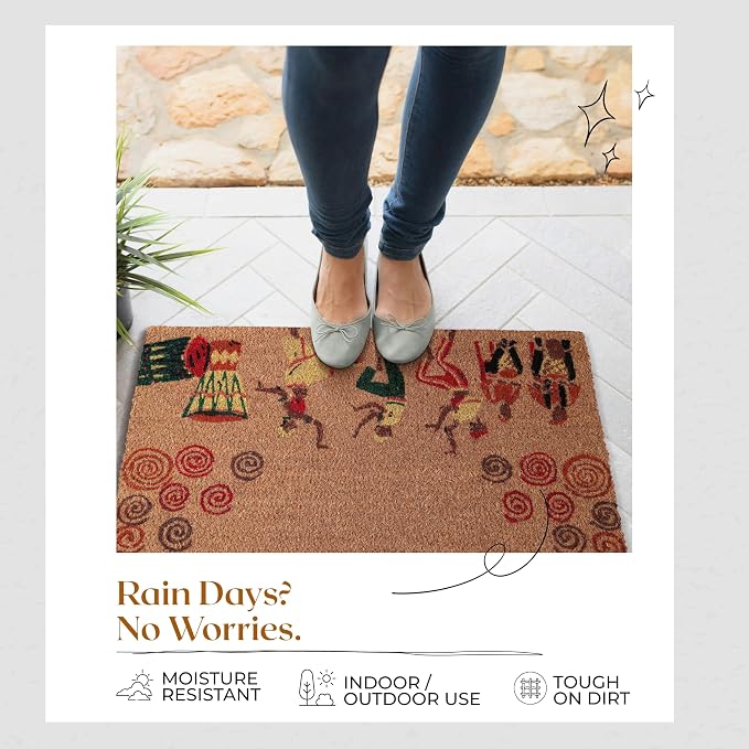 Coir Door Mats 17" X 30", Non-Slip Sturdy, PVC Backed Heavy Duty, Joy of Music - Image 8