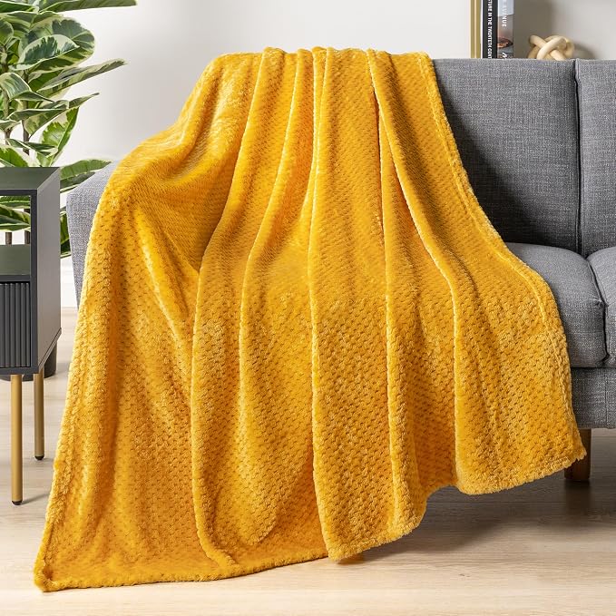 PAVILIA Mustard Yellow Throw Blanket - Image 3